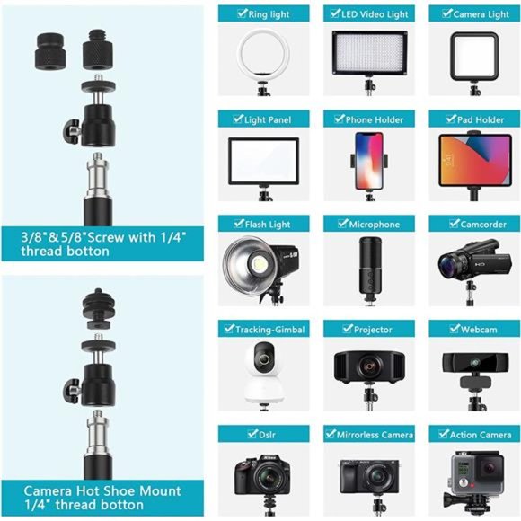 Camera Desk Mount Stand, 15.5-21.5" Adjustable Desktop C-Clamp Mounting Stand - Picture 3 of 6